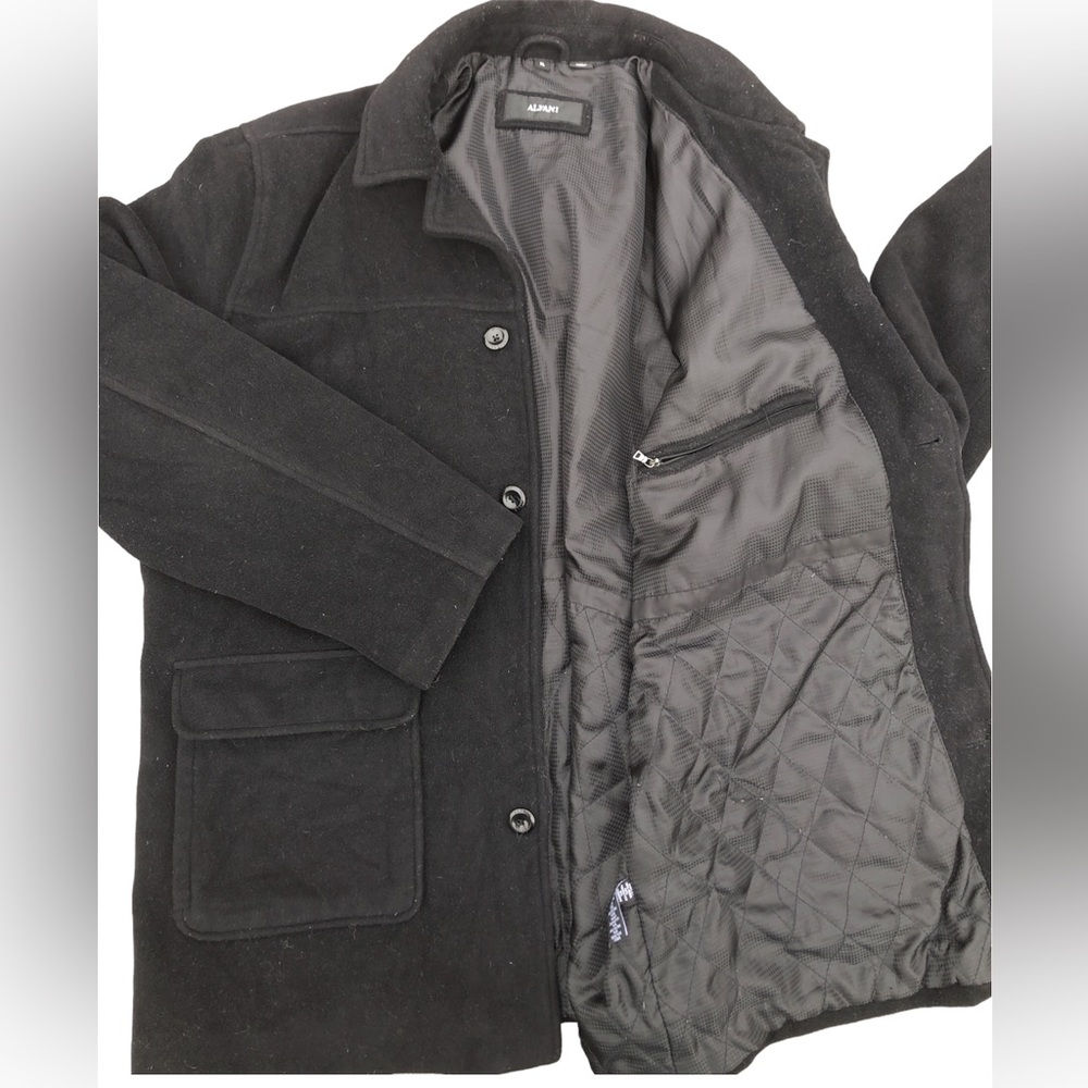 Alfani Black Cashmere Wool Cotton Pockets 4 Button Down Coat - Picture 1 of 12